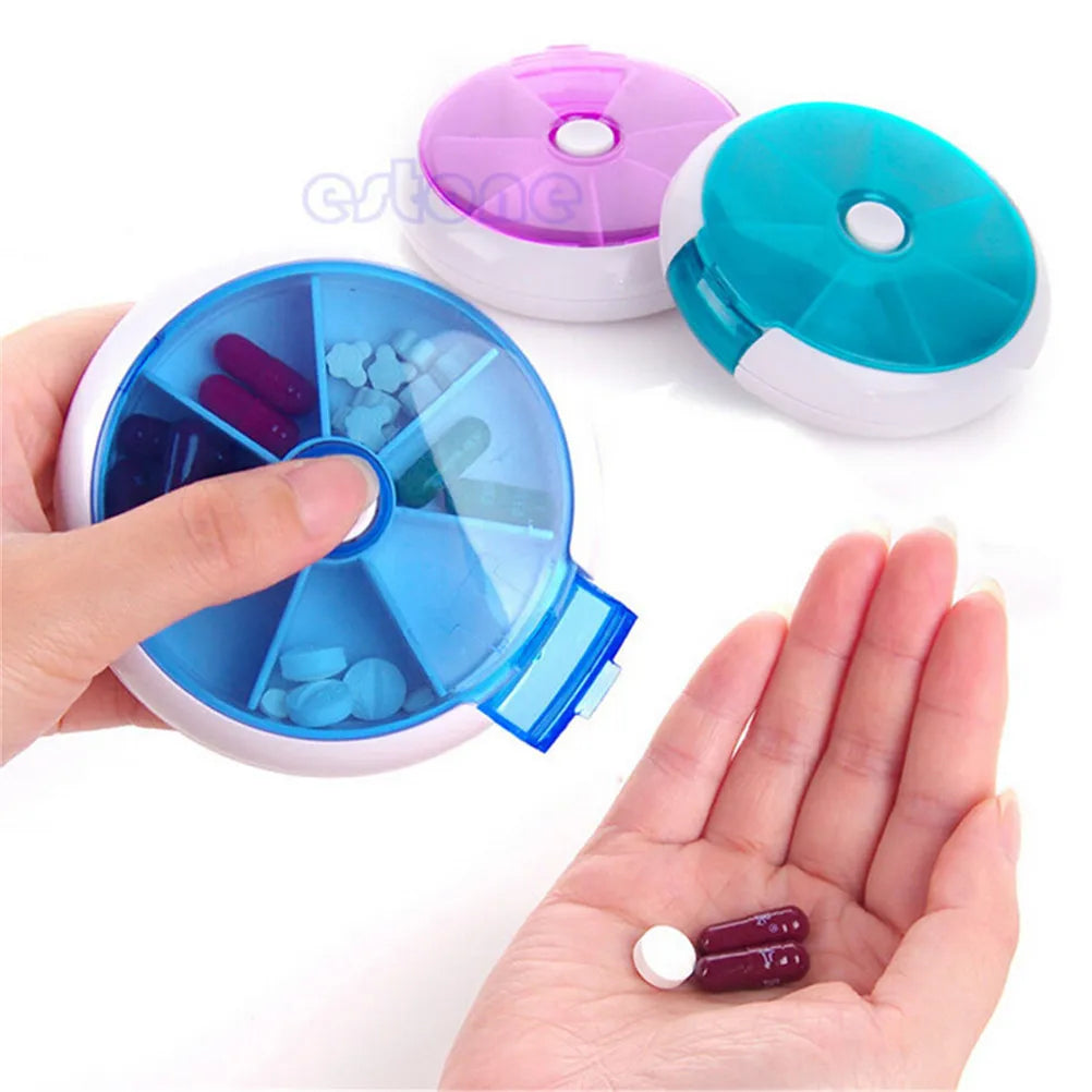 Weekly Rotating Pill Box Travel Pill Case Splitter