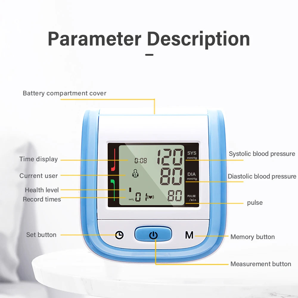 Automatic Wrist Digital Blood Pressure Monitor Digital Pulse Meter