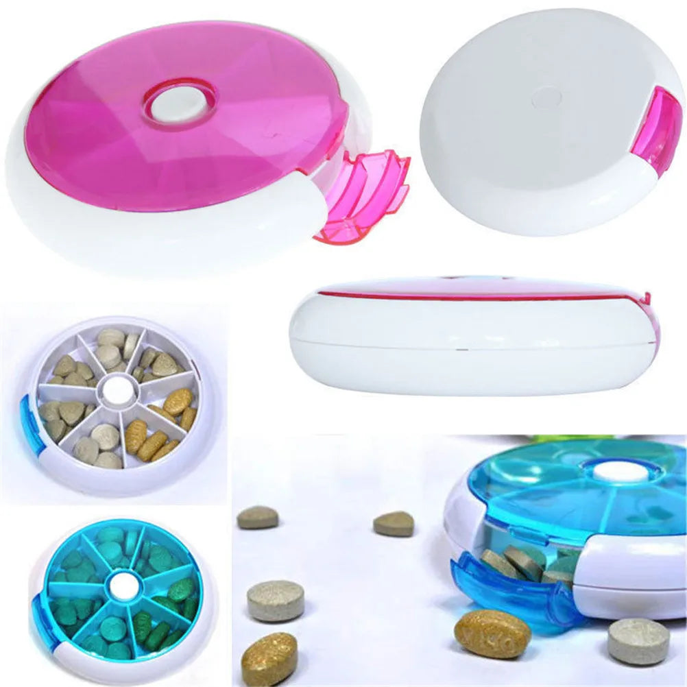 Weekly Rotating Pill Box Travel Pill Case Splitter