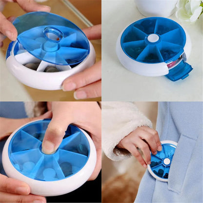 Weekly Rotating Pill Box Travel Pill Case Splitter