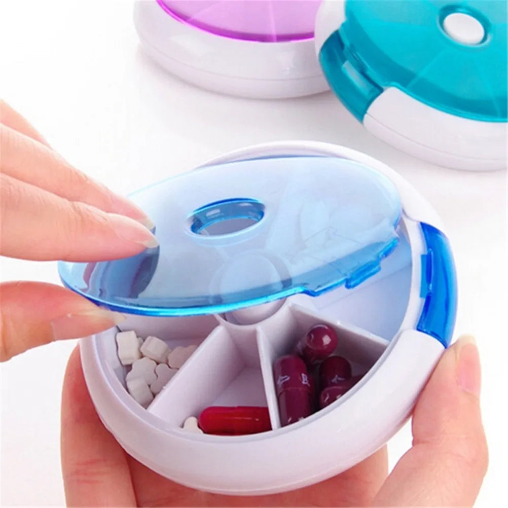 Weekly Rotating Pill Box Travel Pill Case Splitter