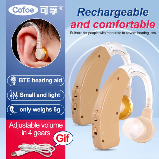 Rechargeable Hearing Aids for The Elderly Hearing Loss Sound Amplifier