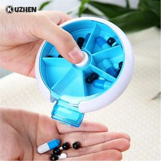 Weekly Rotating Pill Box Travel Pill Case Splitter